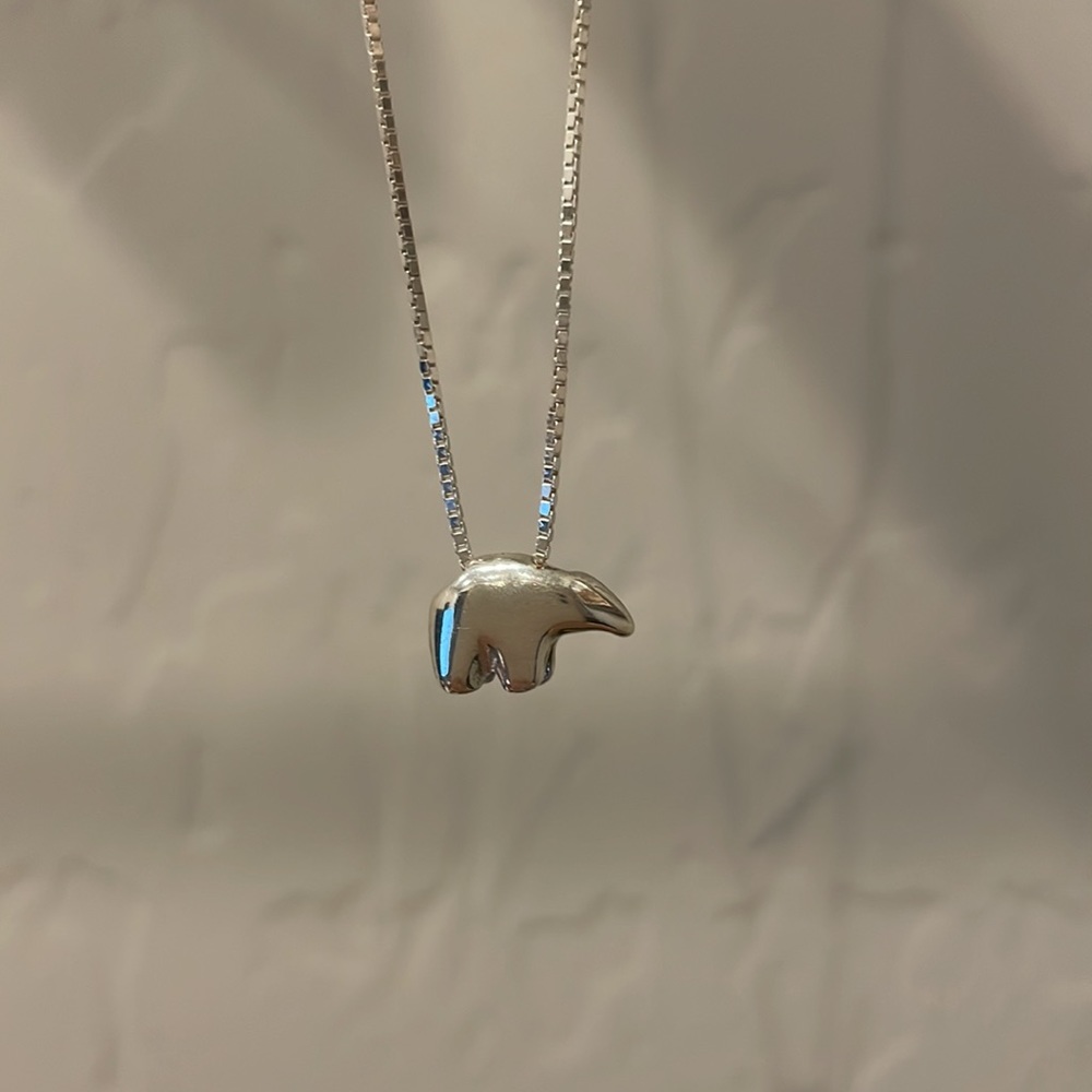 Bear Pendant with Chain - Sterling Silver